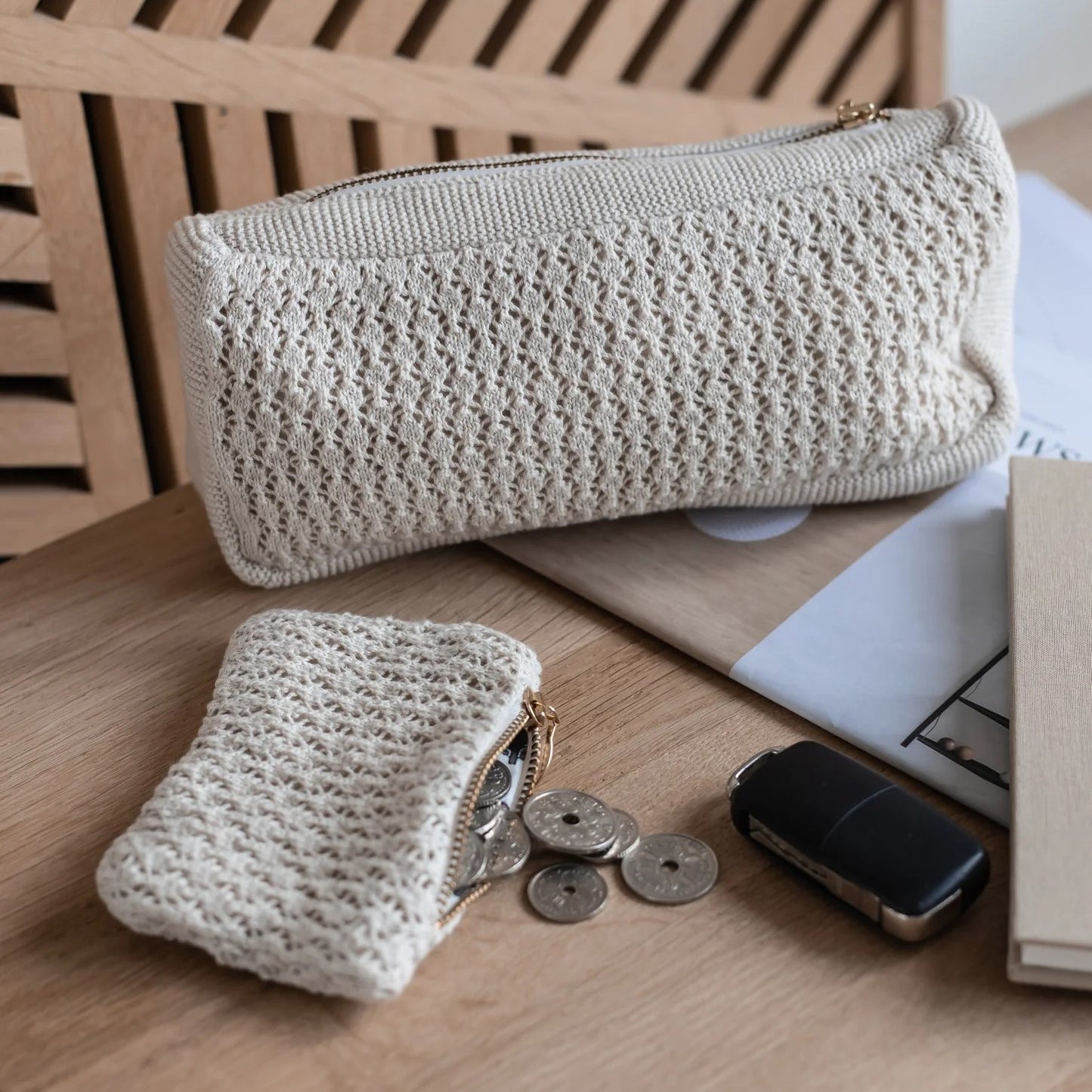 By LOHN - Strikket Clutch, Beige, TOTE