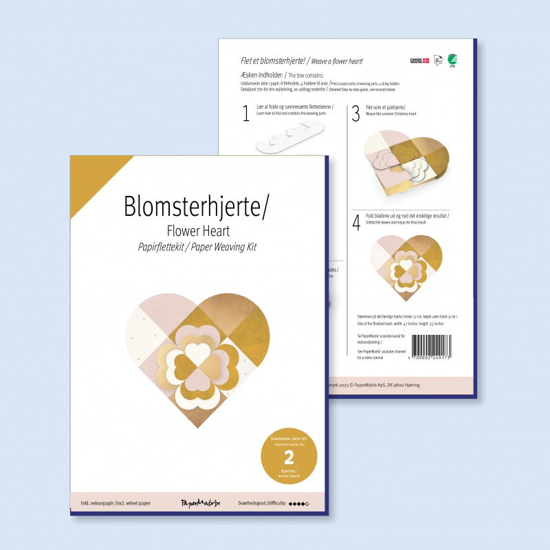 PaperMatrix - Blomsterhjerte, Mørk gul/guld, 2 stk