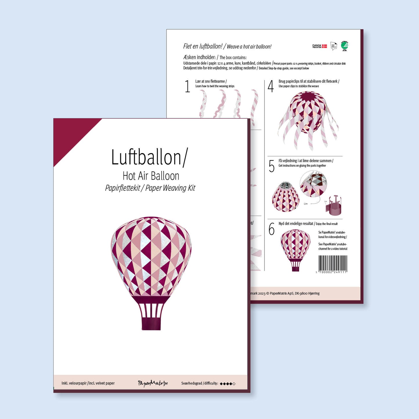 PaperMatrix - Luftballon, Bordeaux/sølv/rosa