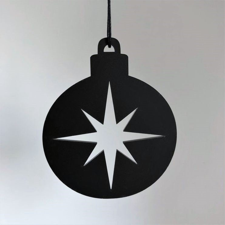 Vibeager - Ophæng, sort julekugle med stjerne